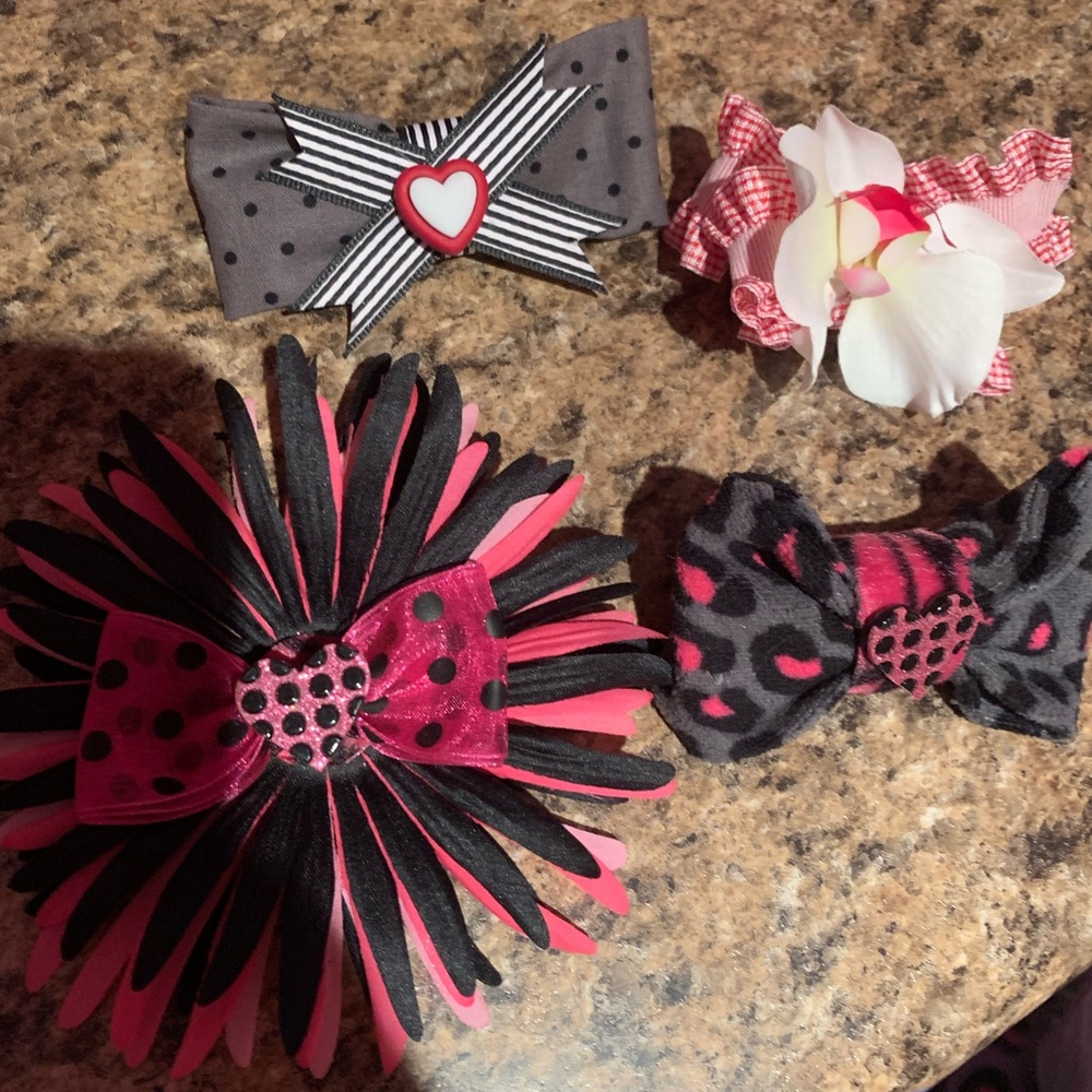 Handmade Valentines Day hair bows